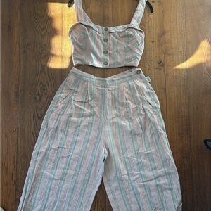 Free People Striped Jumpsuit in Soft Pastels size 6